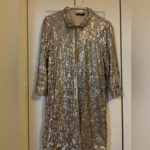 Sequin button down dress